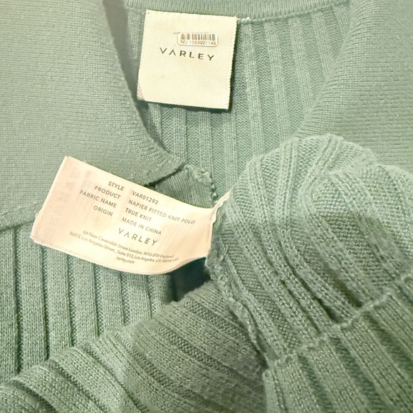 Varley Ribbed Napier Polo Knit T-Shirt Sweater - Picture 6 of 9